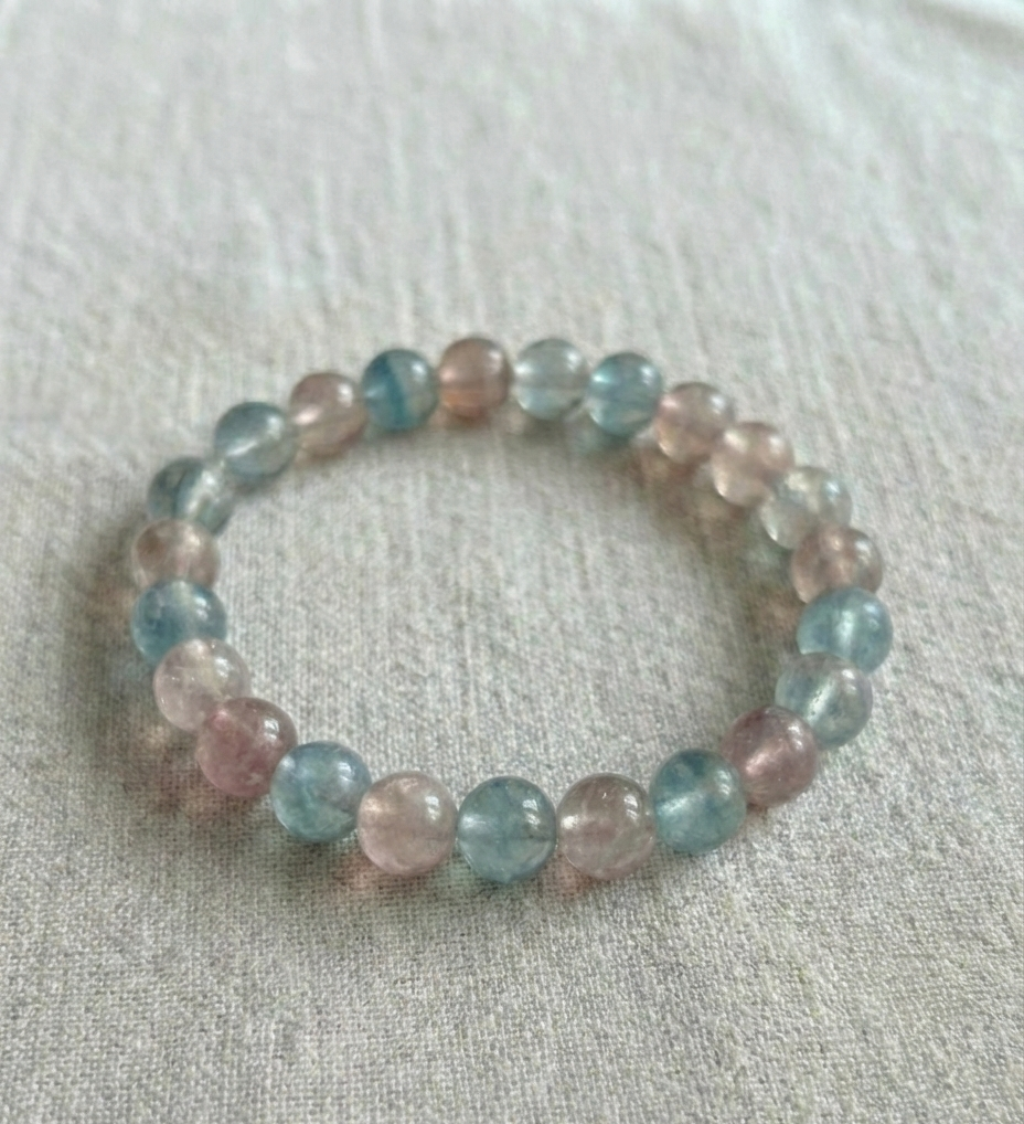 Icy Blue Crackle Glass Beaded Bracelet